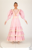  Photos Woman in Historical Civilian dress 3 19th century Medieval Clothing Pink dress a poses whole body 0001.jpg